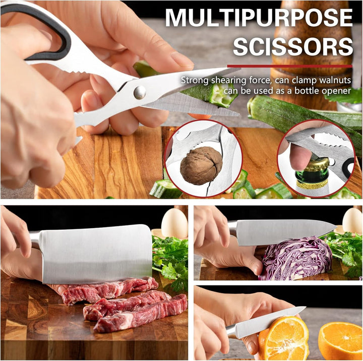 9 Pieces Kitchen Knife Set with Spinning Block