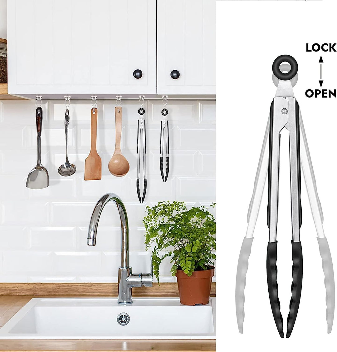 9" Cooking Tongs for Frying, Serving, Grilling and BBQ