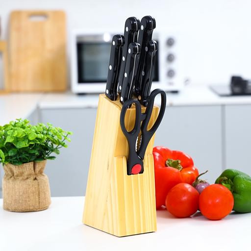 7 Pieces Wooden Block Knife Set