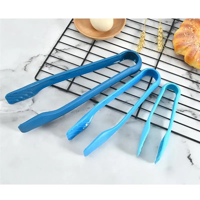 BERAM Plastic Kitchen Tongs Set of 3 Food Serving and BBQ Tongs for Bread Salad Fruit Buffet and Grilling Durable BPA Free Reusable Utility Tongs for Home Party and Daily Use