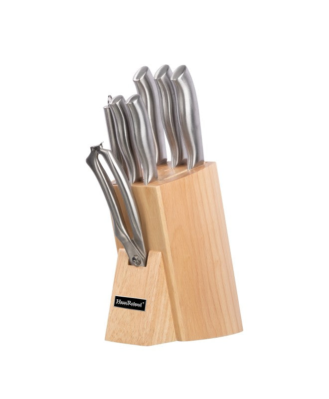 8 Pieces Steel Knife Set Wooden Block