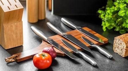 8 Pieces Steel Knife Set Wooden Block