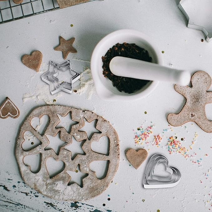 Biscuit and Cookie Cutter Stainless Steel Mould - 12 Pieces