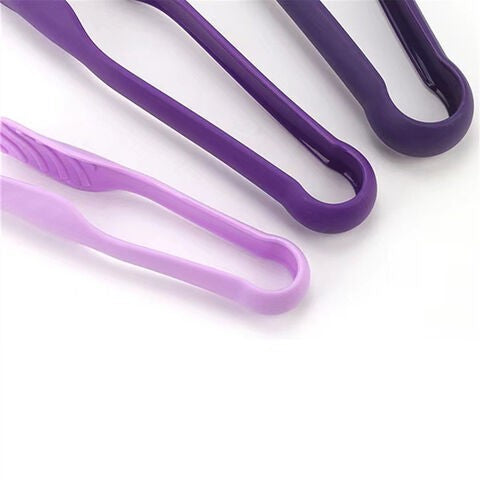 BERAM Plastic Kitchen Tongs Set of 3 Food Serving and BBQ Tongs for Bread Salad Fruit Buffet and Grilling Durable BPA Free Reusable Utility Tongs for Home Party and Daily Use