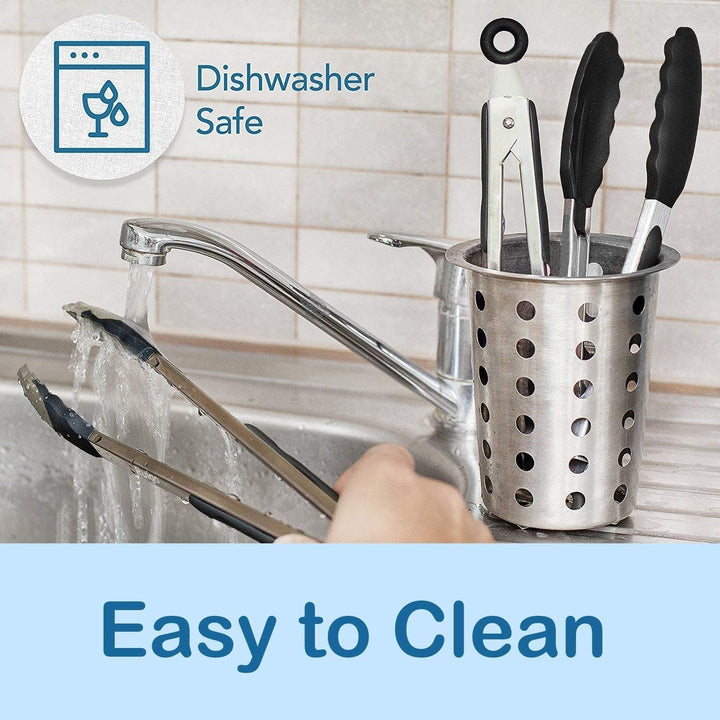 BERAM 270°C Heat Resistant Kitchen Tongs Set of 3- 18/8 Stainless Steel Tongs with Non Stick Silicone Tips 12,9,7 inch for Grilling BBQ Frying Salad and Food Serving Durable Locking Tongs Black