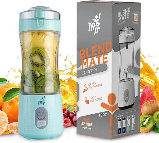 TR6 Blendmate Comfort Portable Blender for Smoothies, Protein Shakes & Ice Crushing – 380ML Capacity, Tritan Material, 4000mAh Battery, USB-C Port, and Sipper Lid