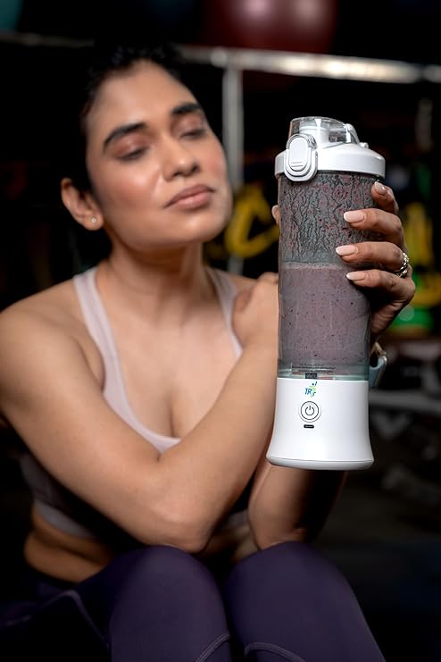 TR6 Blendmate Ultra Waterproof Portable Blender for Juices, Shakes & Smoothies – 230W Motor, 4000mAh Battery, Pulse Mode, LED Lights, 600ml Convertible Jar, Inbuilt Sipper & Carry Handle