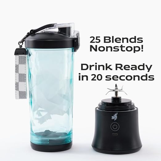TR6 Blendmate Ultra Waterproof Portable Blender for Juices, Shakes & Smoothies – 230W Motor, 4000mAh Battery, Pulse Mode, LED Lights, 600ml Convertible Jar, Inbuilt Sipper & Carry Handle