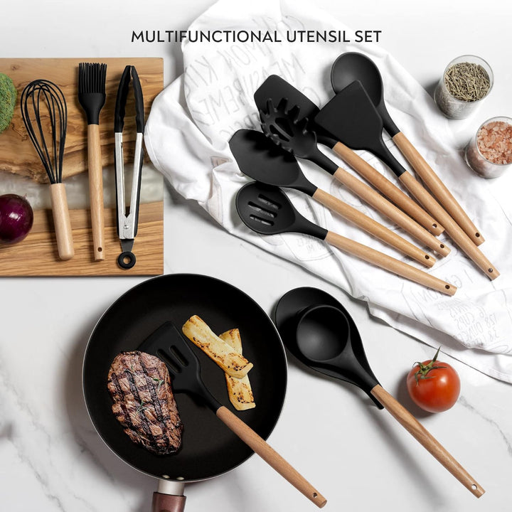 13 Pieces Cooking Utensils Set with Spatulas, Holder & More