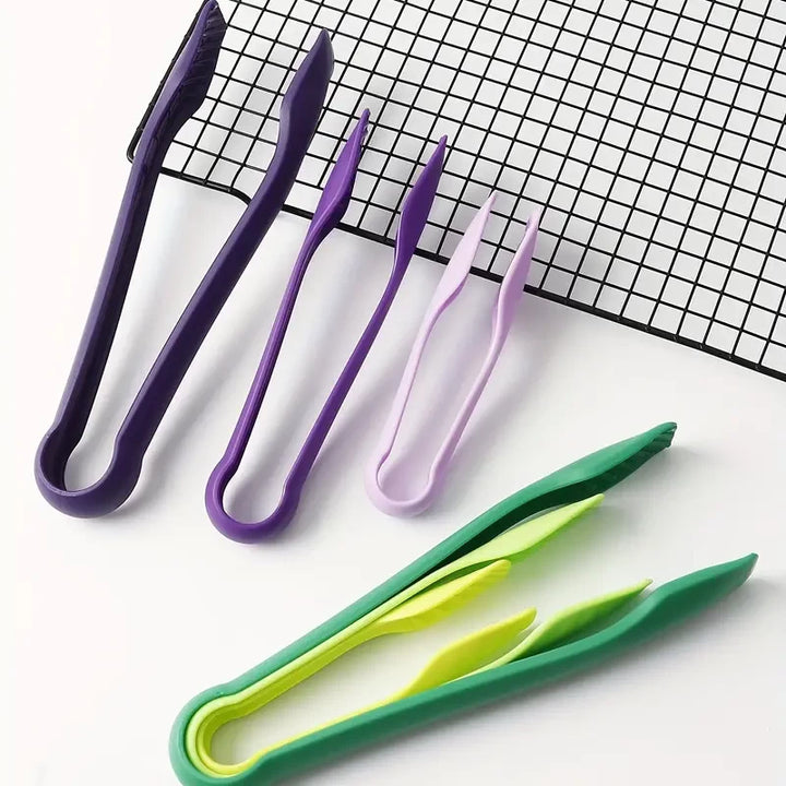 BERAM Plastic Kitchen Tongs Set of 3 Food Serving and BBQ Tongs for Bread Salad Fruit Buffet and Grilling Durable BPA Free Reusable Utility Tongs for Home Party and Daily Use