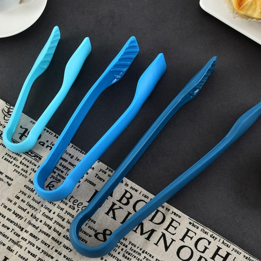 BERAM Plastic Kitchen Tongs Set of 3 Food Serving and BBQ Tongs for Bread Salad Fruit Buffet and Grilling Durable BPA Free Reusable Utility Tongs for Home Party and Daily Use