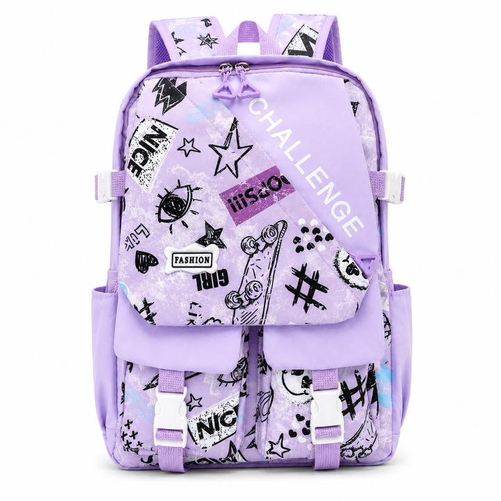 Sketch Art School Backpack 17 Inch, Lightweight Multi-Compartment Book Bag with Front Pocket, Side Pockets, Adjustable Shoulder Straps & Top Handle