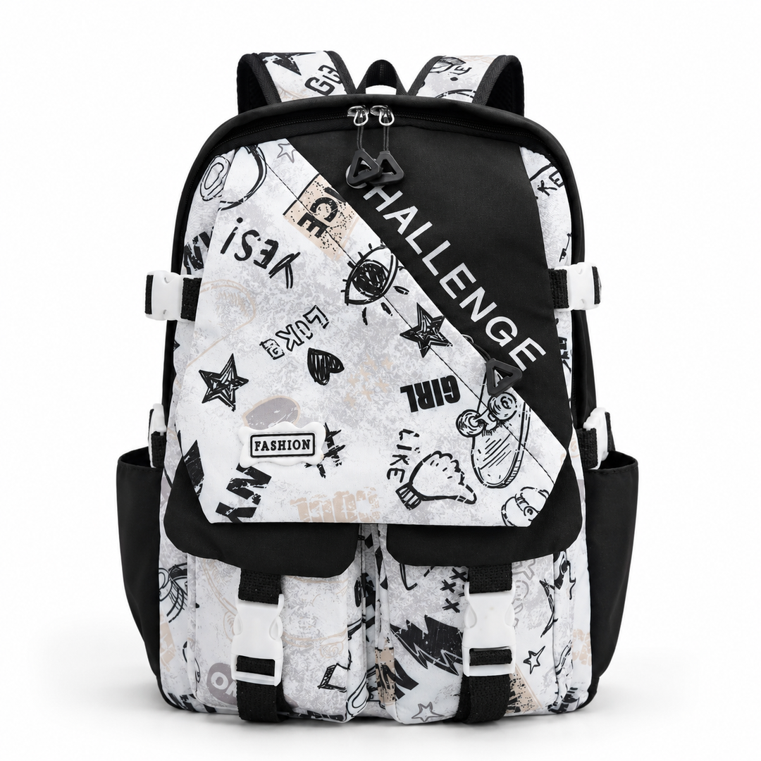 Sketch Art School Backpack 17 Inch, Lightweight Multi-Compartment Book Bag with Front Pocket, Side Pockets, Adjustable Shoulder Straps & Top Handle