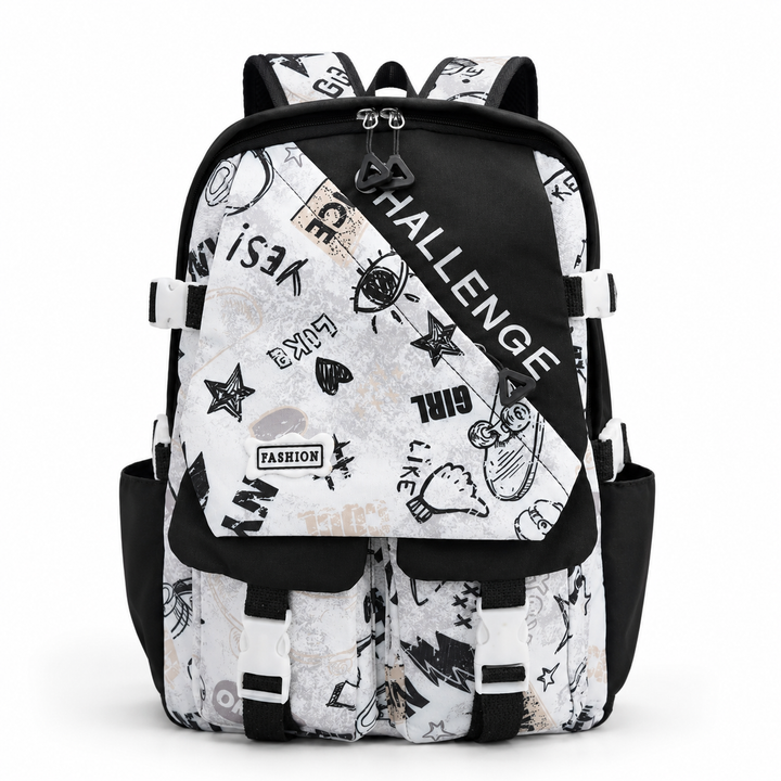 Sketch Art School Backpack 17 Inch, Lightweight Multi-Compartment Book Bag with Front Pocket, Side Pockets, Adjustable Shoulder Straps & Top Handle