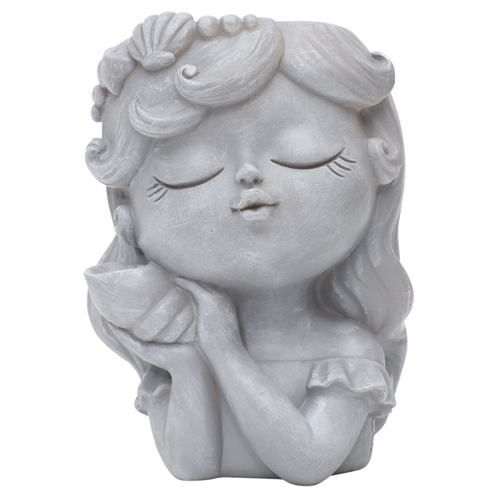 Beram Bonsai Craft Vase 4-Set Pray Dream Flower Blessing Dolls Grey Polyresin Decorative Succulent Planters Elegant Home Office Desk Decor Flower Pots Pen Pencil Holders Propagator Kit Gift