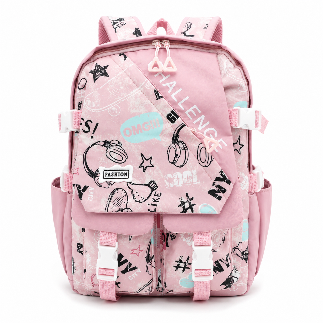 Sketch Art School Backpack 17 Inch, Lightweight Multi-Compartment Book Bag with Front Pocket, Side Pockets, Adjustable Shoulder Straps & Top Handle