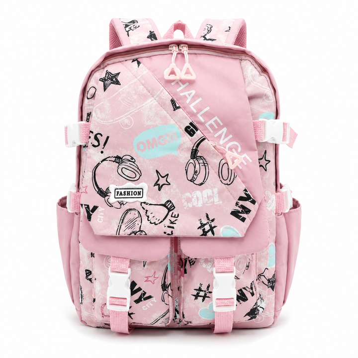 Sketch Art School Backpack 17 Inch, Lightweight Multi-Compartment Book Bag with Front Pocket, Side Pockets, Adjustable Shoulder Straps & Top Handle
