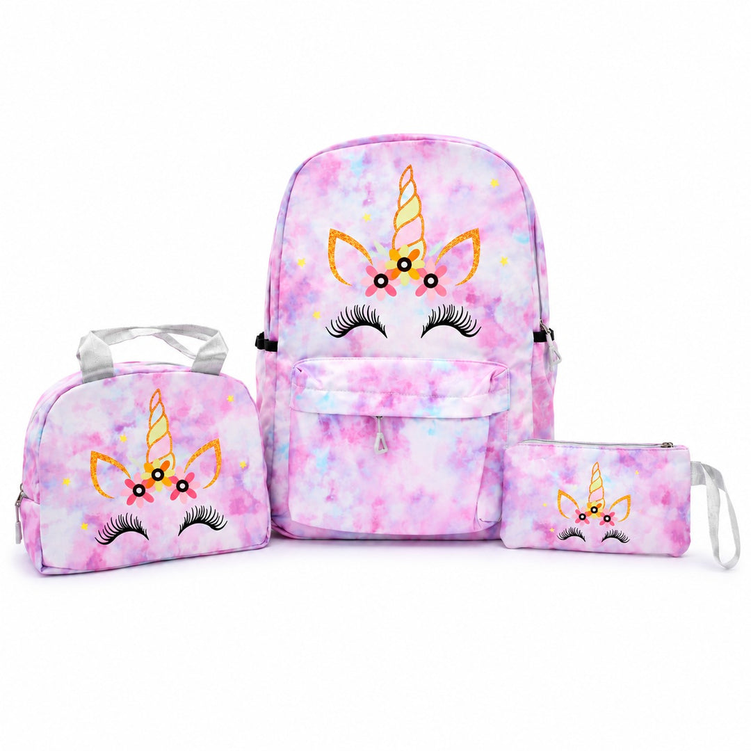 Magic Unicorn Pink 3-Piece School Backpack Set with Lunch Bag & Pencil Pouch, Large Capacity Lightweight School Bag with Adjustable Shoulder Straps for School, Travel & Everyday Use