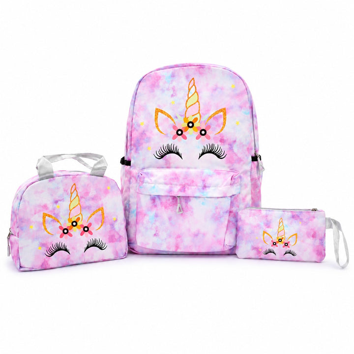 Magic Unicorn Pink 3-Piece School Backpack Set with Lunch Bag & Pencil Pouch, Large Capacity Lightweight School Bag with Adjustable Shoulder Straps for School, Travel & Everyday Use