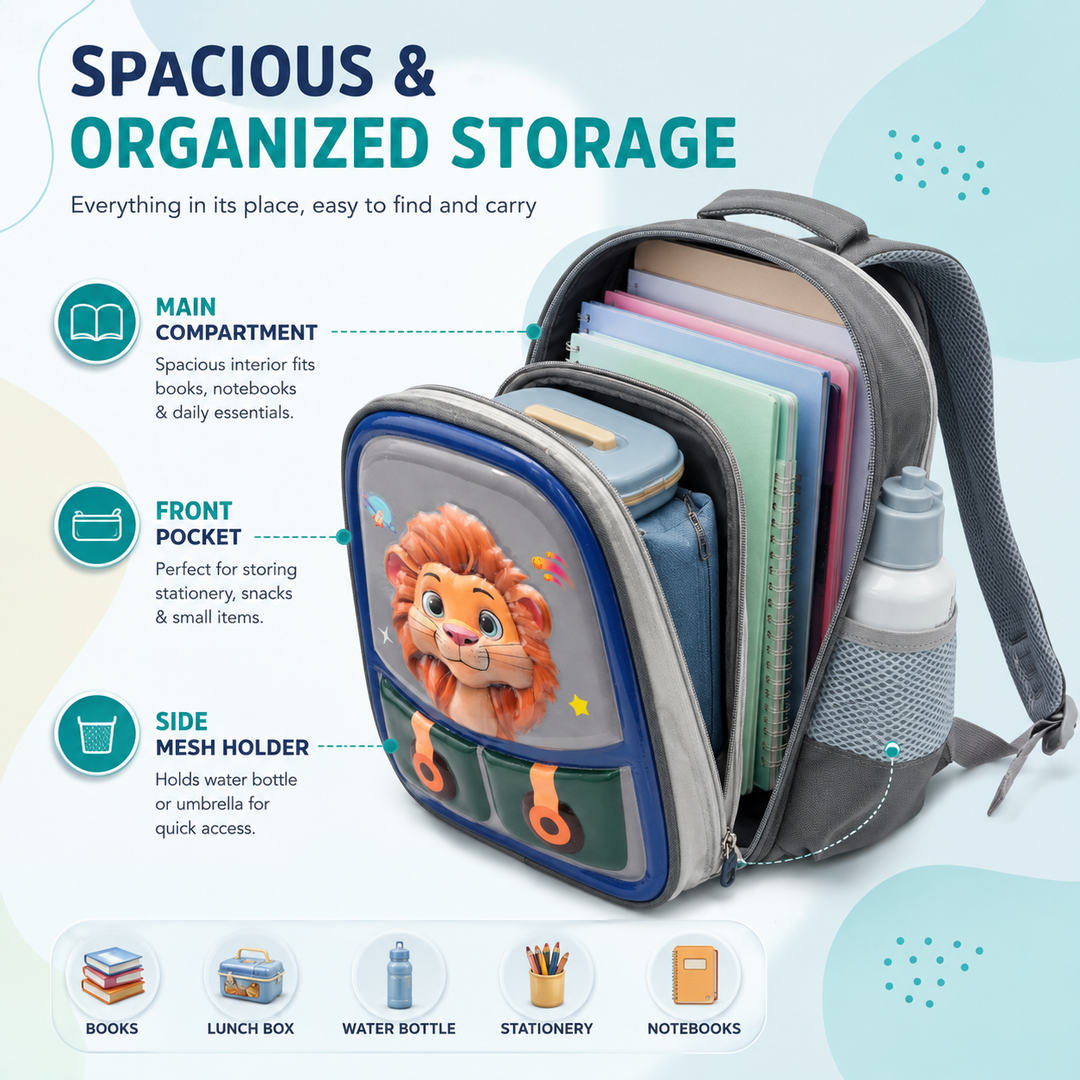 14.5 Inch School Backpack Lightweight Water-Resistant Book bag with Multiple Compartments, Padded Shoulder Straps & Side Bottle Pocket, Durable Daily Travel Bag