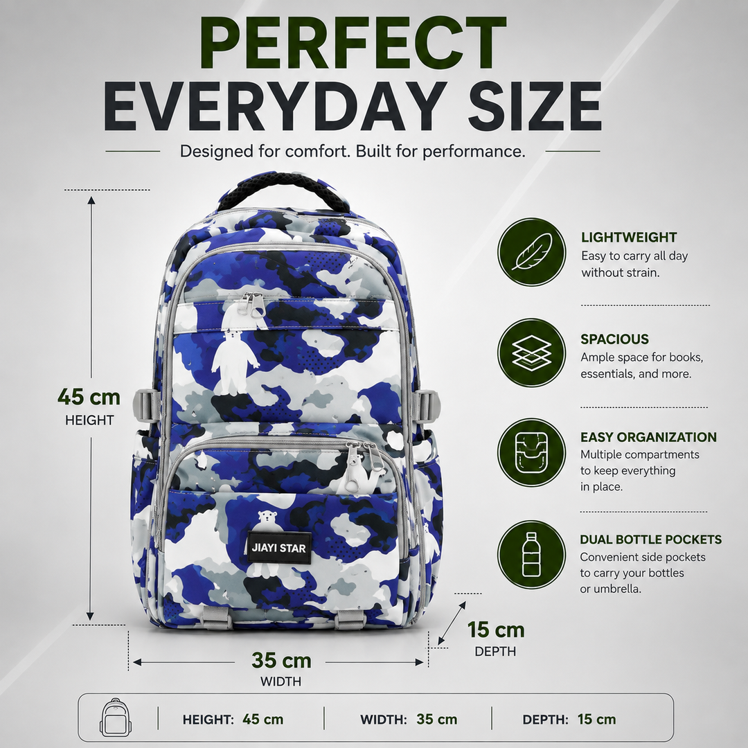 Urban Camo School Backpack, Large Capacity Camouflage Backpack with Multiple Compartments, Lightweight Student Book Bag with Side Bottle Pockets for School, College, Travel, Office & Daily Use
