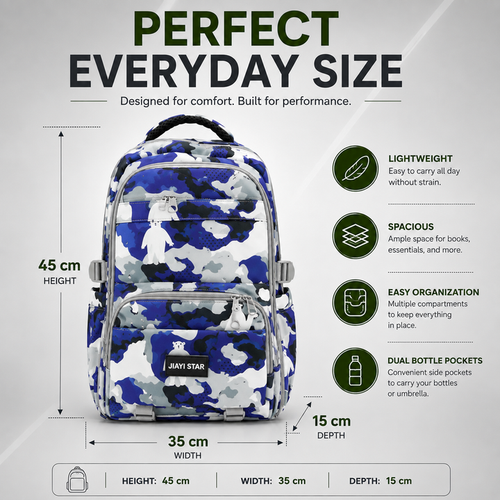 Urban Camo School Backpack, Large Capacity Camouflage Backpack with Multiple Compartments, Lightweight Student Book Bag with Side Bottle Pockets for School, College, Travel, Office & Daily Use
