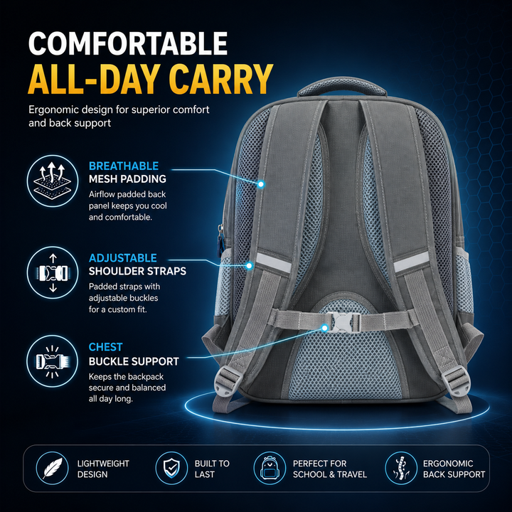 14.5 Inch School Backpack Lightweight Water-Resistant Book bag with Multiple Compartments, Padded Shoulder Straps & Side Bottle Pocket, Durable Daily Travel Bag