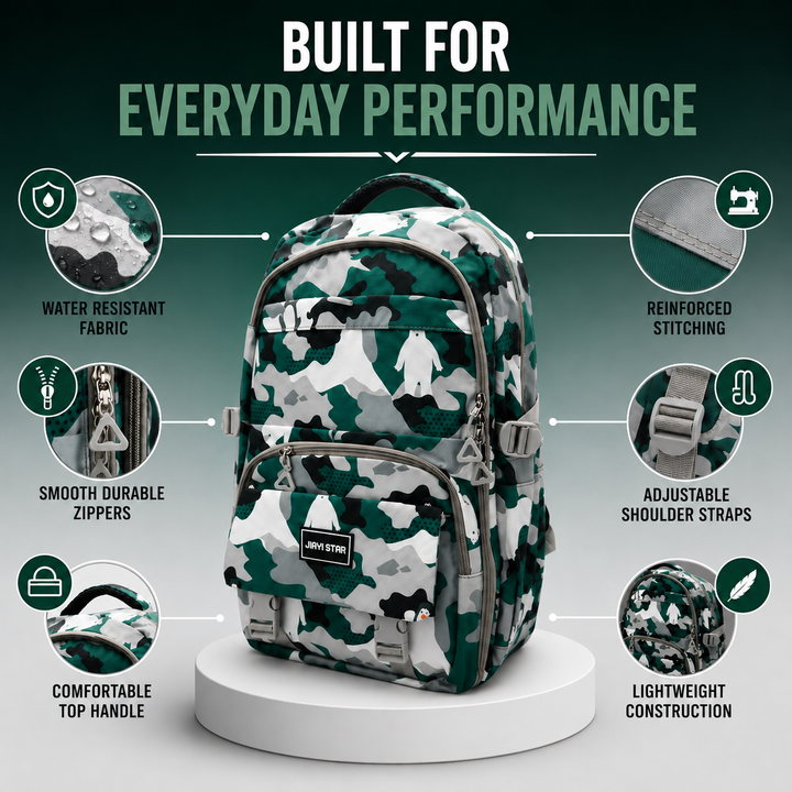 Urban Camo School Backpack, Large Capacity Camouflage Backpack with Multiple Compartments, Lightweight Student Book Bag with Side Bottle Pockets for School, College, Travel, Office & Daily Use