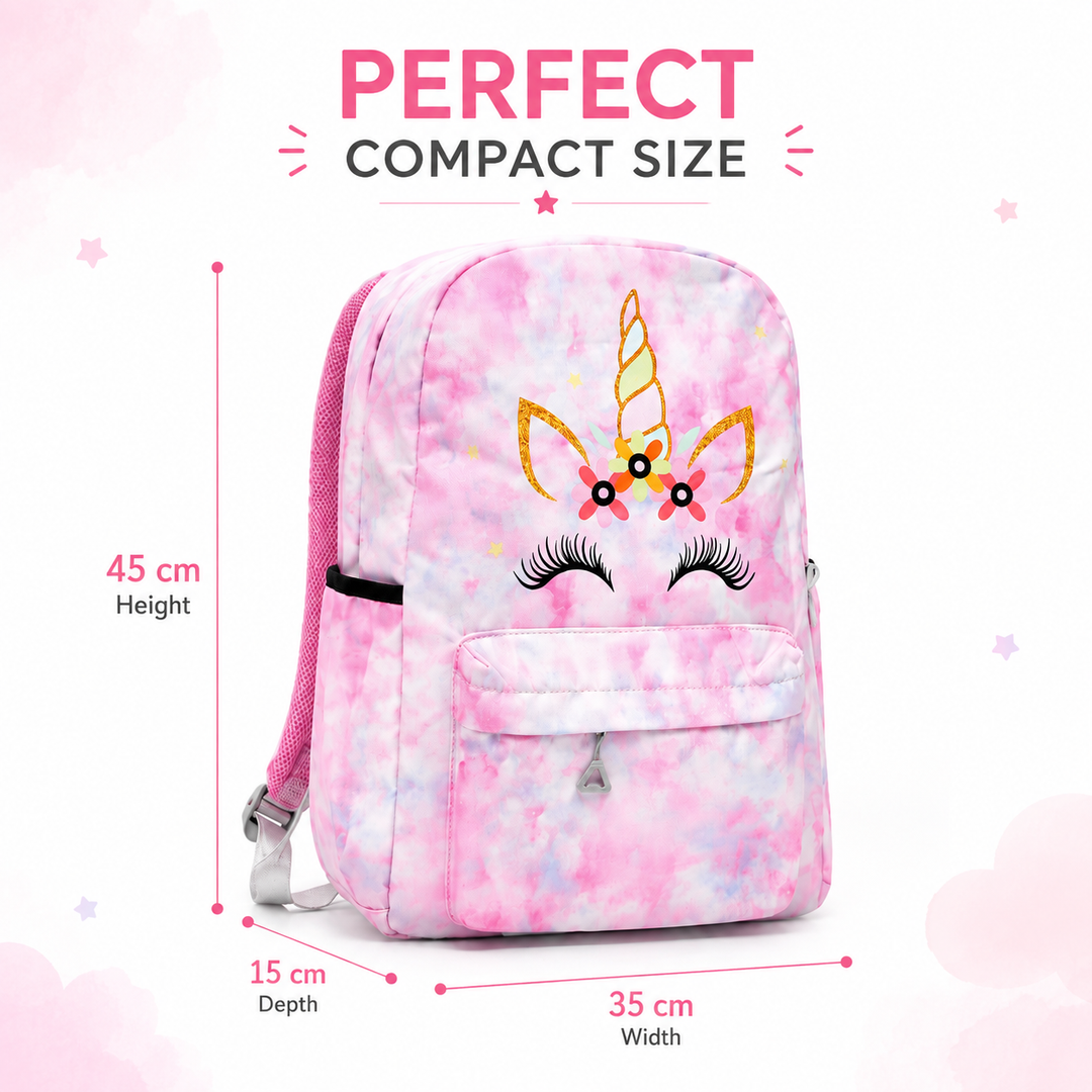 Magic Unicorn Pink 3-Piece School Backpack Set with Lunch Bag & Pencil Pouch, Large Capacity Lightweight School Bag with Adjustable Shoulder Straps for School, Travel & Everyday Use