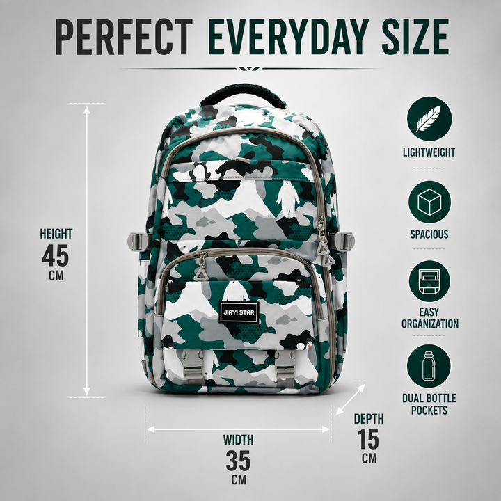 Urban Camo School Backpack, Large Capacity Camouflage Backpack with Multiple Compartments, Lightweight Student Book Bag with Side Bottle Pockets for School, College, Travel, Office & Daily Use