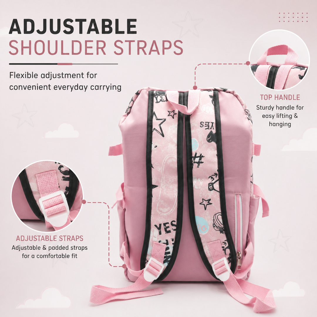 Sketch Art School Backpack 17 Inch, Lightweight Multi-Compartment Book Bag with Front Pocket, Side Pockets, Adjustable Shoulder Straps & Top Handle