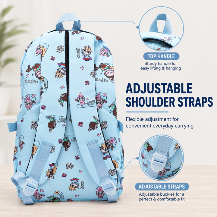 Doodle School Bag, Lightweight Backpack with Multiple Compartments, Front Utility Pocket, Side Bottle Pockets & Adjustable Shoulder Straps