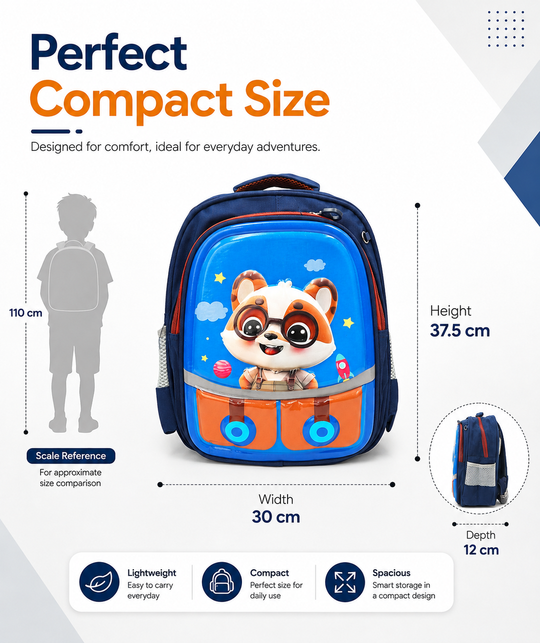 14.5 Inch School Backpack Lightweight Water-Resistant Book bag with Multiple Compartments, Padded Shoulder Straps & Side Bottle Pocket, Durable Daily Travel Bag