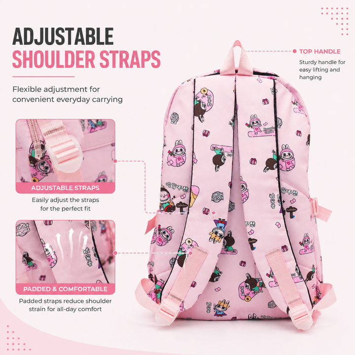 Doodle School Bag, Lightweight Backpack with Multiple Compartments, Front Utility Pocket, Side Bottle Pockets & Adjustable Shoulder Straps