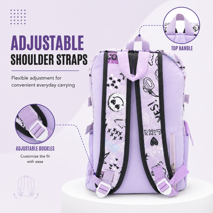 Sketch Art School Backpack 17 Inch, Lightweight Multi-Compartment Book Bag with Front Pocket, Side Pockets, Adjustable Shoulder Straps & Top Handle