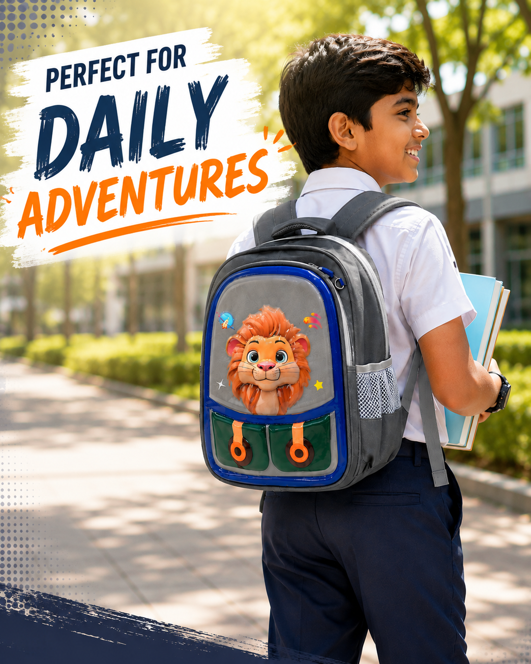 14.5 Inch School Backpack Lightweight Water-Resistant Book bag with Multiple Compartments, Padded Shoulder Straps & Side Bottle Pocket, Durable Daily Travel Bag