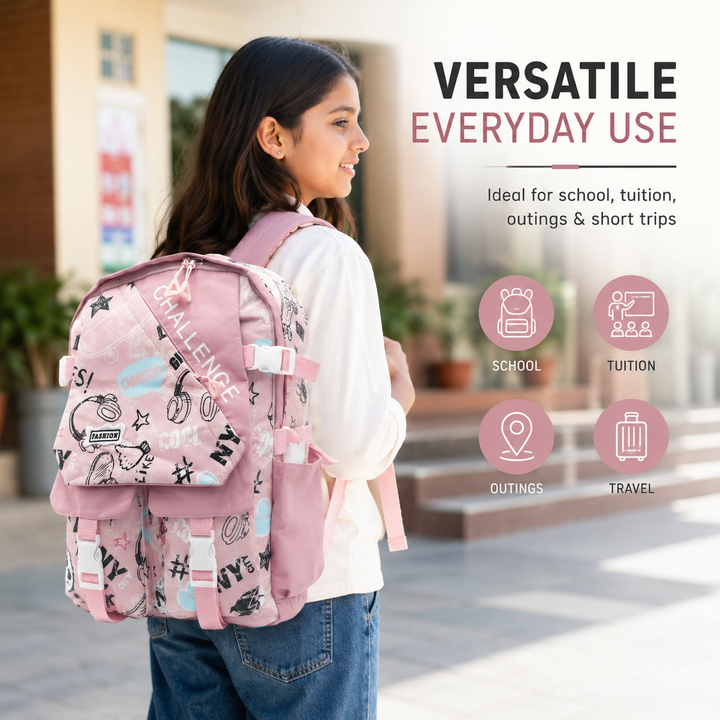 Sketch Art School Backpack 17 Inch, Lightweight Multi-Compartment Book Bag with Front Pocket, Side Pockets, Adjustable Shoulder Straps & Top Handle