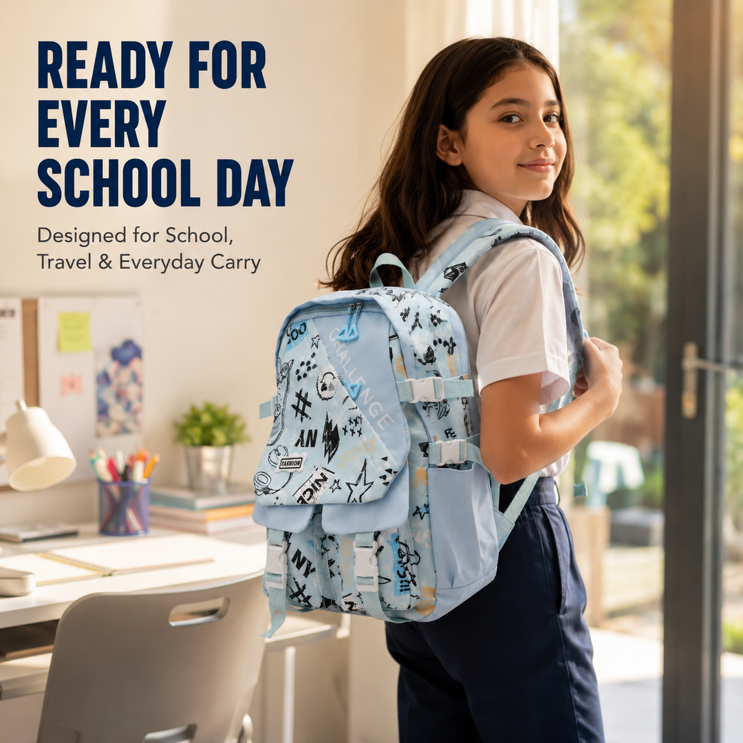 Sketch Art School Backpack 17 Inch, Lightweight Multi-Compartment Book Bag with Front Pocket, Side Pockets, Adjustable Shoulder Straps & Top Handle