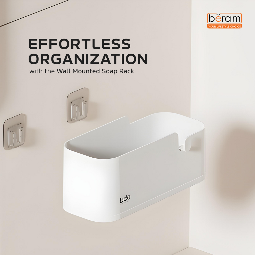 Wall-Mounted Soap Rack – Durable Plastic Soap Holder with Drainage for Bathroom & Kitchen Organization. Space-Saving Easy-to-Install Soap Dish Keeps Bars Dry and Long-Lasting.