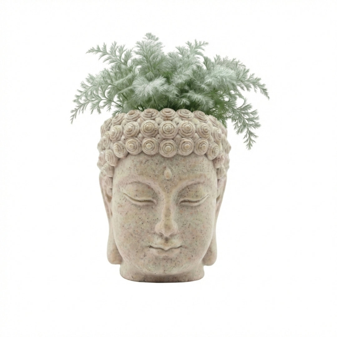 Beram Buddha Decorative Flower Pot Polyresin Peaceful Monk Planter Statue Resin Vase for Succulents Indoor Outdoor Home Office Meditation Décor Pen Pencil Holder Propagator Kit