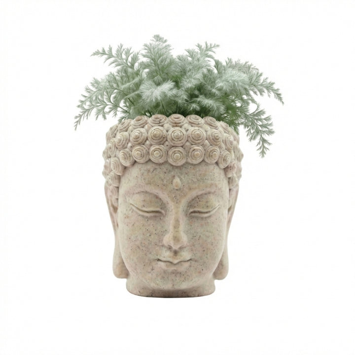 Beram Buddha Decorative Flower Pot Polyresin Peaceful Monk Planter Statue Resin Vase for Succulents Indoor Outdoor Home Office Meditation Décor Pen Pencil Holder Propagator Kit