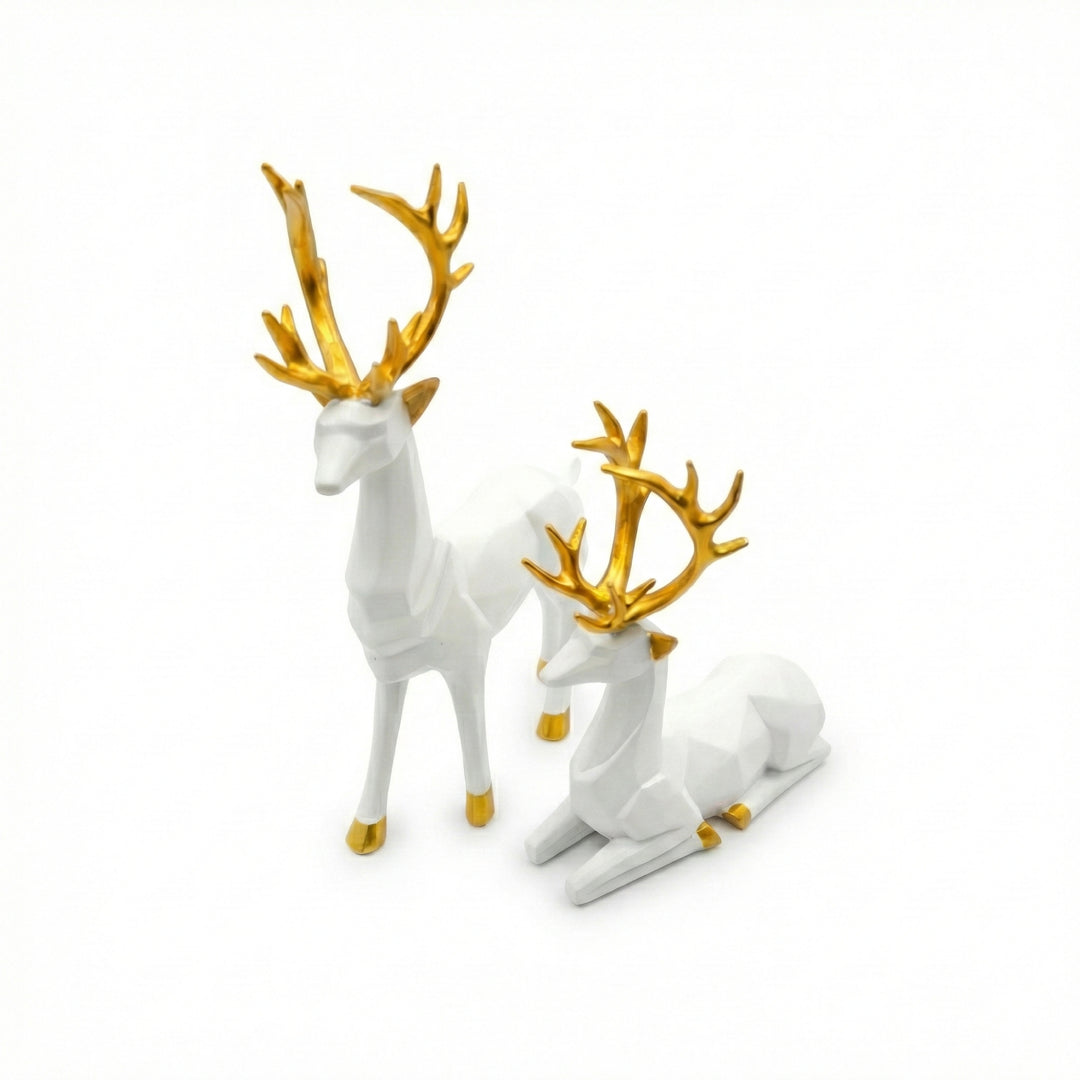 BERAM Majesty Reindeer Large and Small Size Set Luxury Reindeer Figurines with Crystal Accents Premium Christmas Deer Statues for Home Décor Tabletop Centerpiece Holiday Display