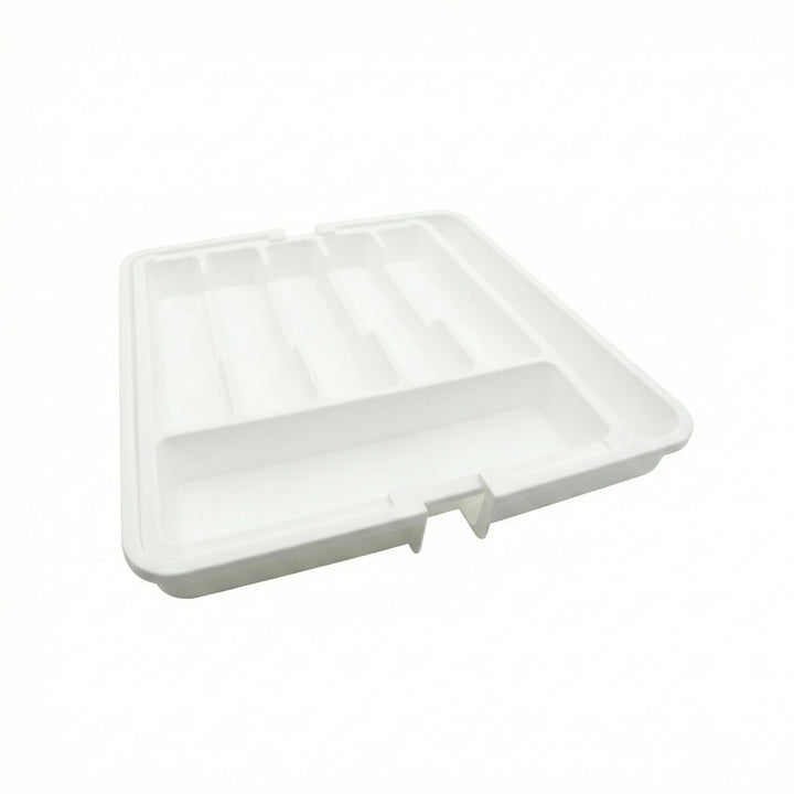 Beram Expandable Kitchen Drawer Organizer Tray – 33×37.5×5 cm BPA-Free PP Cutlery Holder for Spoons Forks Knives & Utensils Adjustable Silverware Divider Storage Box for Kitchen Drawers