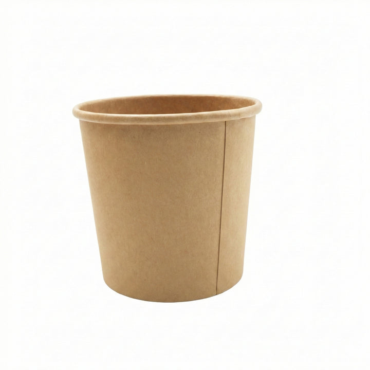 Earth Esssentials Disposable Paper Kraft Soup Cups Pack of 50 Heavy Duty Leakproof Soup Containers for Coffee Tea and Hot Drinks Eco Friendly BPA Free Disposable Bowls for Takeaway and Catering
