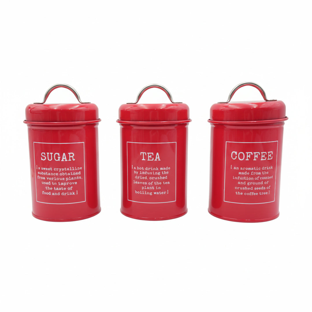 BERAM Metal Tea Coffee Sugar Container Set with Bamboo Lid Airtight Kitchen Storage Jars for Home and Kitchen Tea Box and Coffee Beans Container Set Modern Home Improvement Canisters