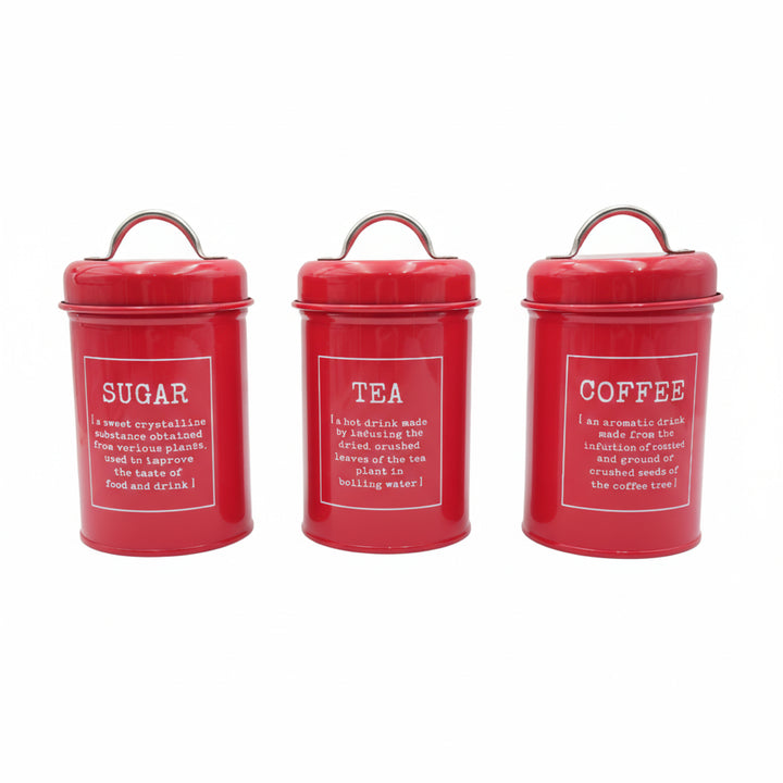 BERAM Metal Tea Coffee Sugar Container Set with Bamboo Lid Airtight Kitchen Storage Jars for Home and Kitchen Tea Box and Coffee Beans Container Set Modern Home Improvement Canisters