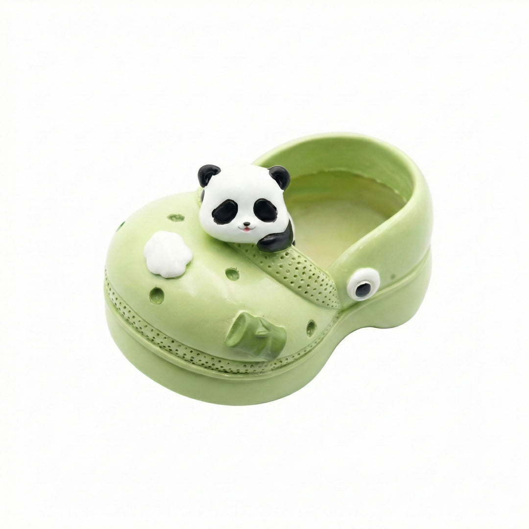 Crocs Shape Animal Flower Pot Set Pink Bunny and Green Panda Polyresin Cute Succulent Planters with Drainage Hole Indoor Outdoor Decorative Flower Pots Home Office Desk Decor Pen Pencil Holder Gift