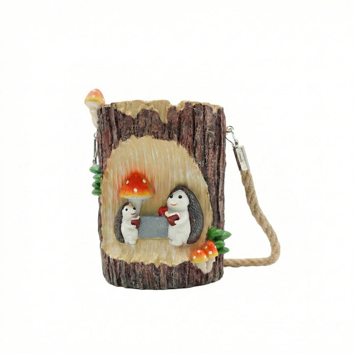 Woodland Solar Squirrel Planter with Automatic Light Cute Animal Succulent Pot Tree Trunk Flower Pot Indoor Outdoor Garden Decor Polyresin Plant Pot Pen Holder Gift Solar Decorative Propagator Kit
