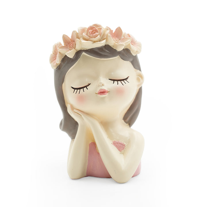 Fairy 3PCS Set Think Sleep Shhh Polyresin Decorative Succulent Planter Cute Fairy Girl Flower Pot Tabletop Vase Pen Pencil Holder Propagator Kit Indoor Outdoor Home Office Desk Decor