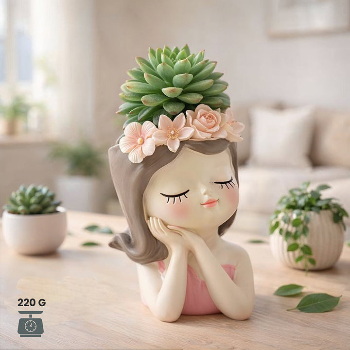 Fairy 3PCS Set Think Sleep Shhh Polyresin Decorative Succulent Planter Cute Fairy Girl Flower Pot Tabletop Vase Pen Pencil Holder Propagator Kit Indoor Outdoor Home Office Desk Decor